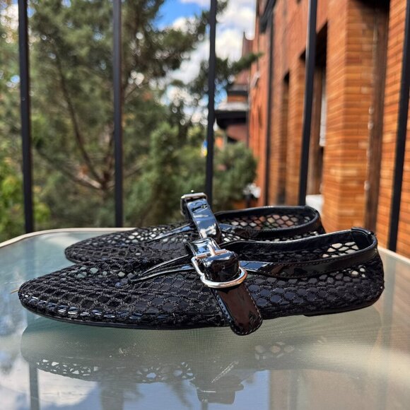 New Jeffrey Campbell Netted mesh Ballet Flats Black 7 - Picture 9 of 12